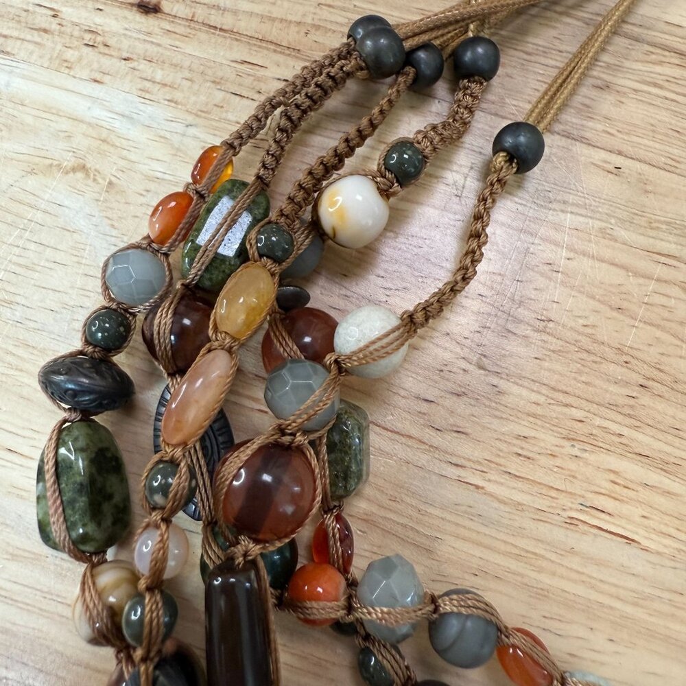 Chicos Multicolor Beaded Necklace & Earrings Set Stone, Boho,‎ Gypsy, Statement, - Picture 9 of 9